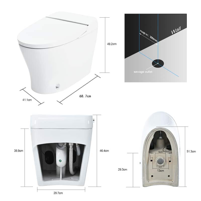Heated Seat Smart Toilet, Upmarket Compact Dual Flush Toilet 1/1.28 GPF