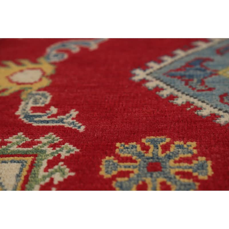 Hand Knotted Oriental 100% Wool Carpet Traditional Geometric Red Kazak Area Rug - 10' 2'' X 8' 0''
