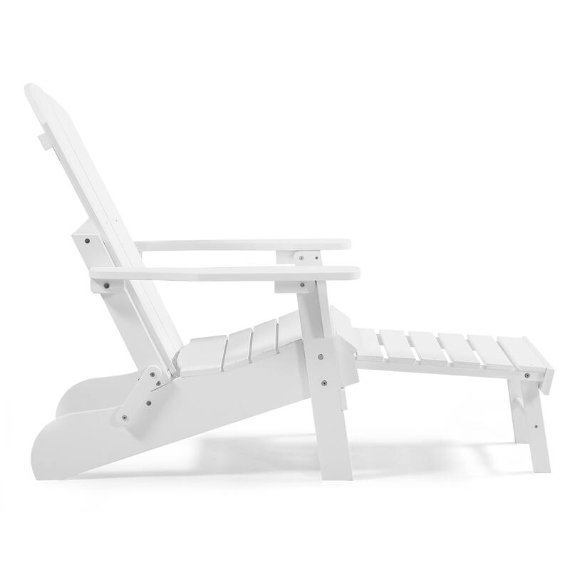 Hurley Folding Poly Plastic Adirondack Chair with Pull-out Ottoman