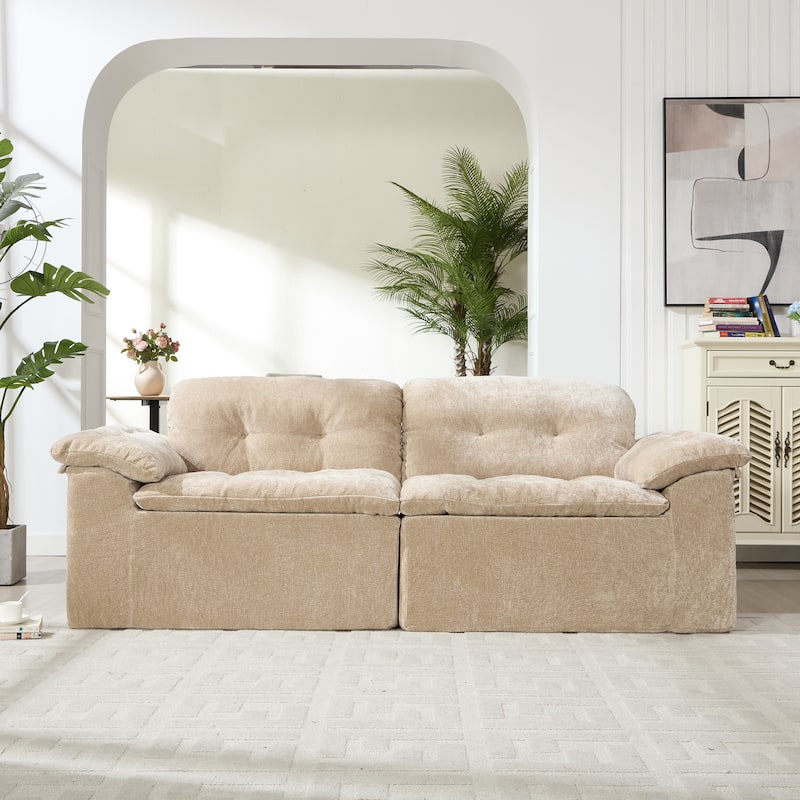 Modular Convertible Cushioned Sleeper Sofa Set - Coffee(2Seat)