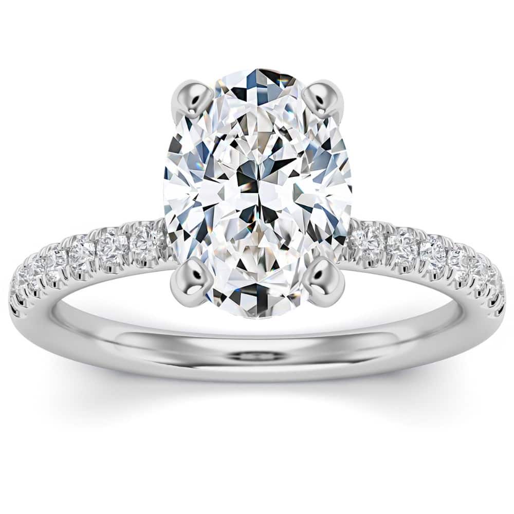3 1/2Ct Oval Diamond Engagement Ring Lab Grown in White, Yellow or Rose Gold