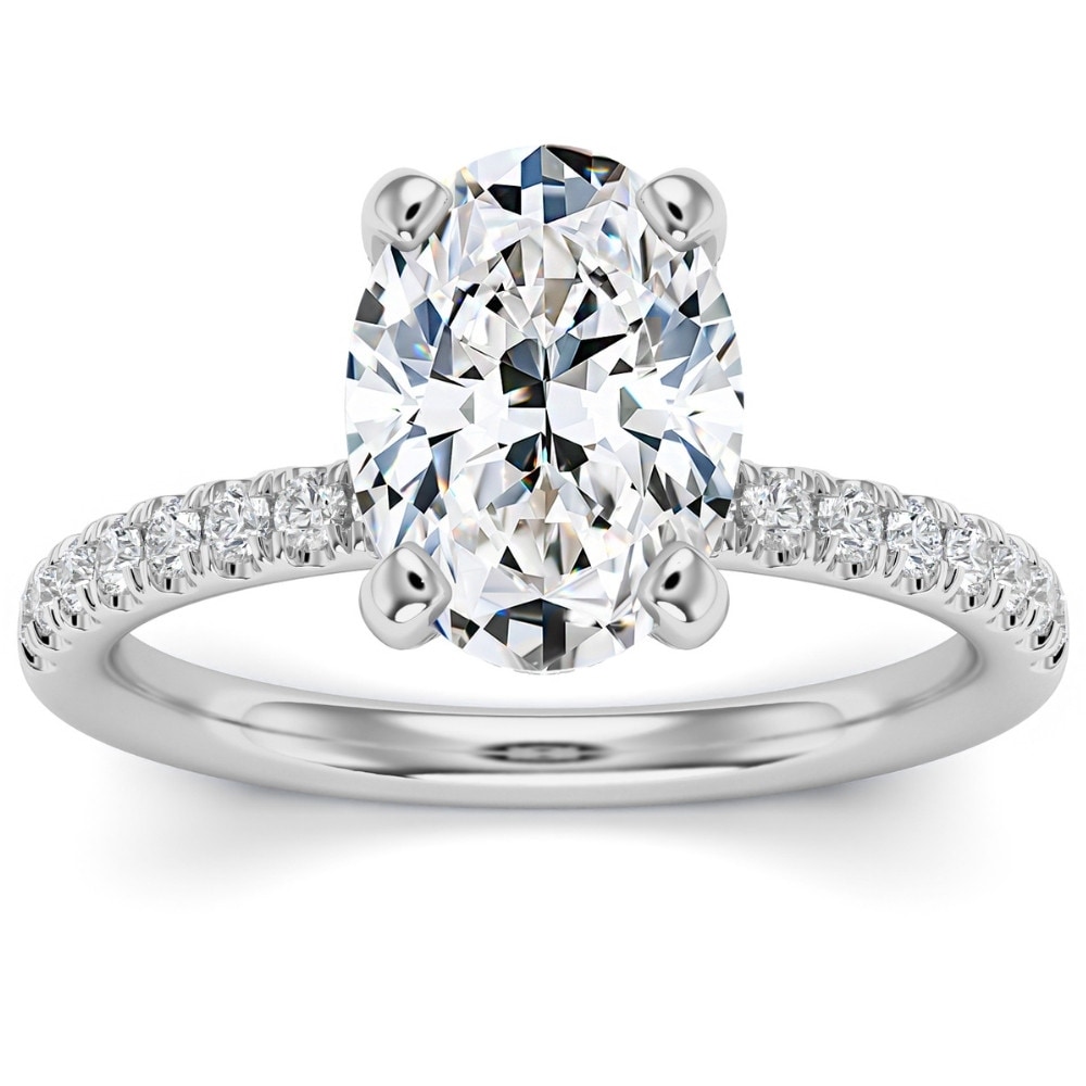 Bliss Diamond 3 1/2Ct Oval Diamond Engagement Ring Lab Grown in Gold Hidden Halo