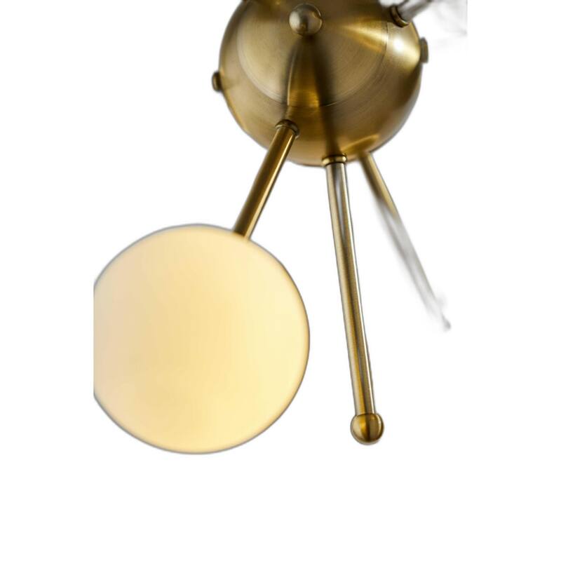 Black Metal Base Mid Century Table Lamp with Brass Glass Globe Shade 6 Lights - 15” x 15” x 23” (D x W x H)