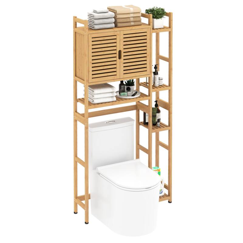 Bathroom Over-the-Toilet Storage Bamboo Over-the-Toilet Cabinet with Shelf