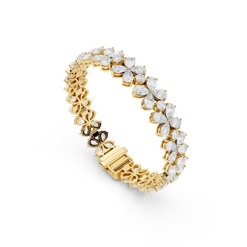 Auriya 14K Gold Lab Grown Nature's Inspired Tennis Bracelet 11 1/10 ct. tw. (F-G VS) - N/A