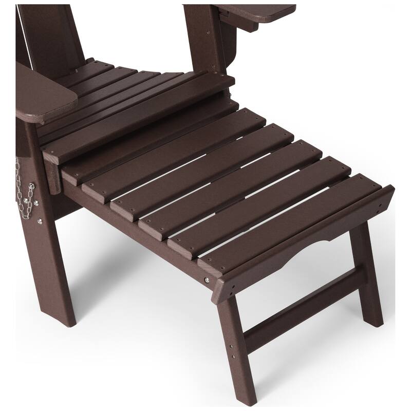 Laguna Outdoor Folding Adjustable Adirondack Chair with Cup Holder & Hideaway Ottoman (Set of 2)