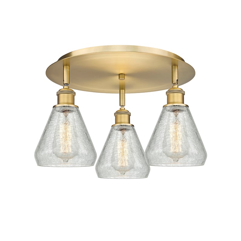 Innovations Lighting Conesus - 3 Light 18" Flush Mount - Brushed Brass