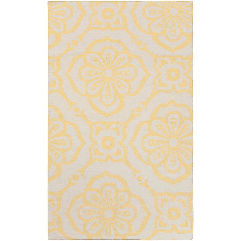 Hand-woven Camdyn Floral Reversible Area Rug - 8' x 11' - Yellow