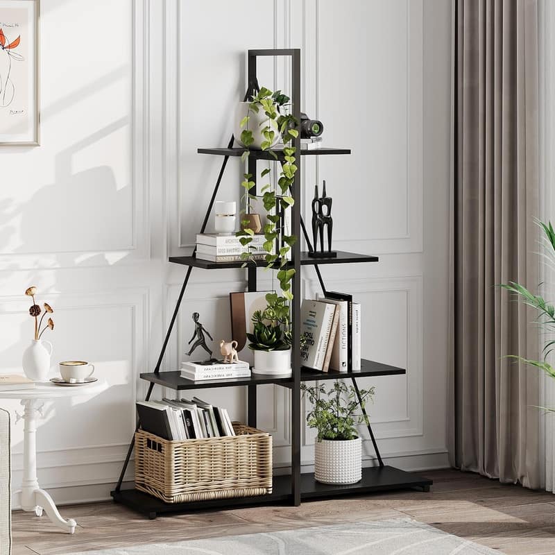 Boat Shaped 4-Tier Bookshelf Narrow Modern Bookcase