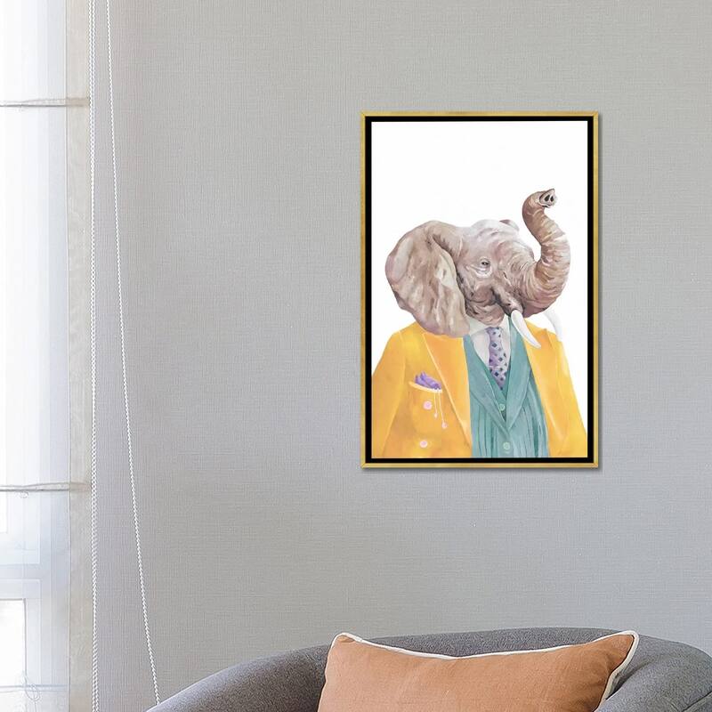 iCanvas "Golden Coated Elephant" by Animal Crew Framed