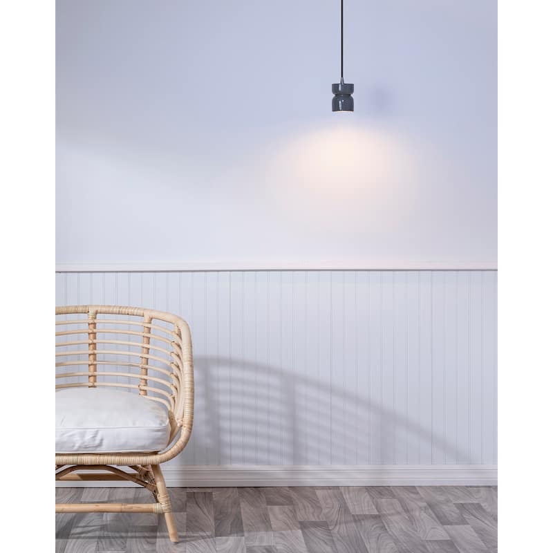 Justice Design Group Ceramic Short Hourglass Pendant - Polished Chrome/Black Cord/Gloss Grey