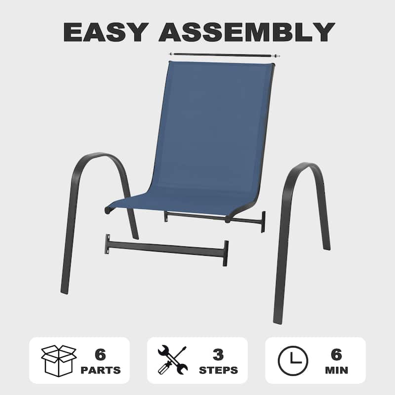 5-Piece Outdoor Dining Set, Textilene Stackable Chairs ang Square Table with Umbrella Hole