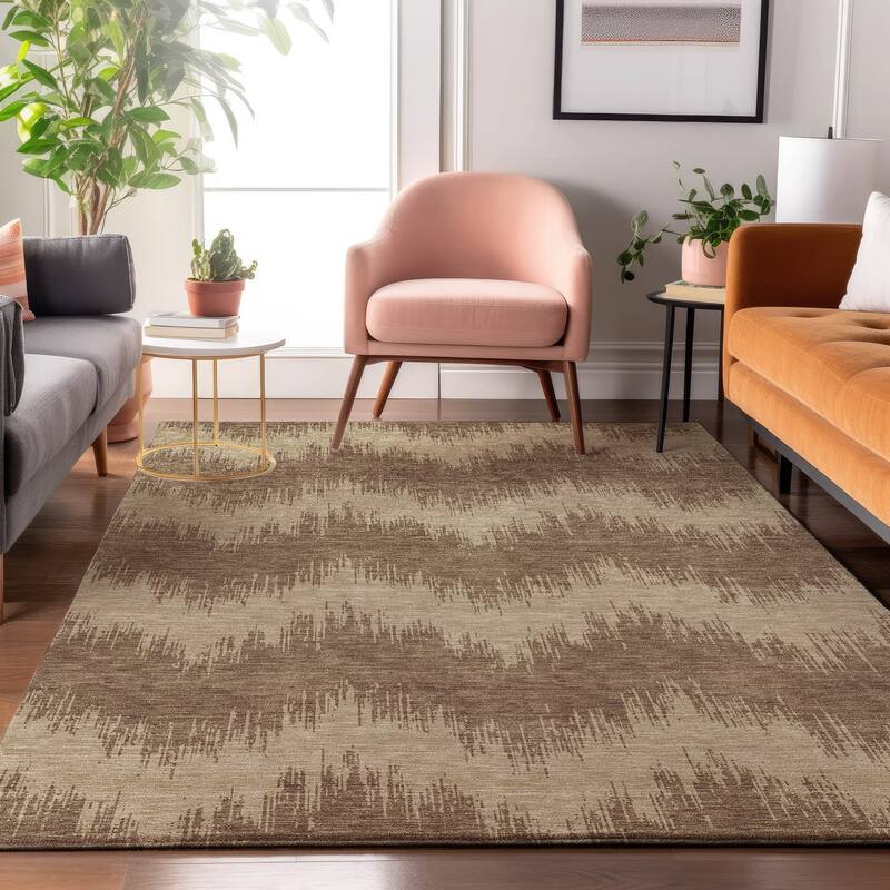 Premium Washable Super Soft Farmhouse Chevron Mayfield Rug - Brown - 8' x 10'
