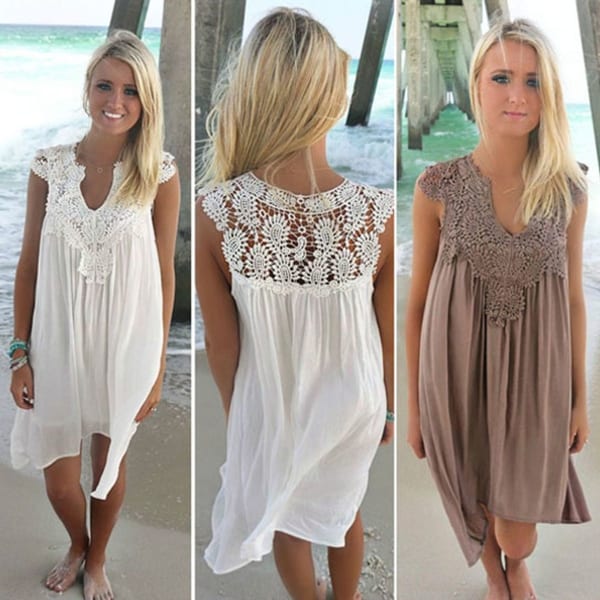 Lace and Chiffon Patchwork Loose Casual Dress