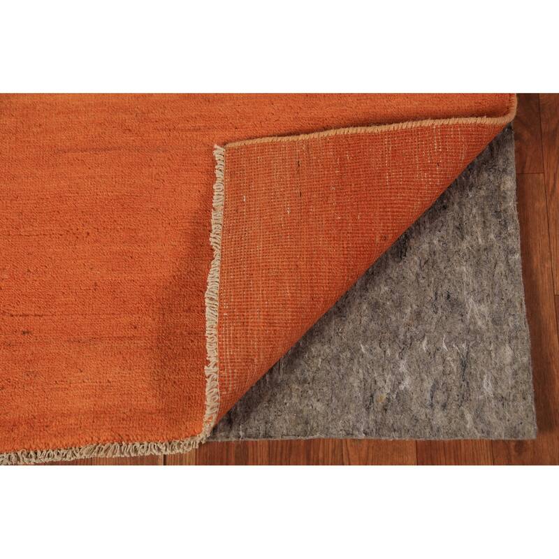 Orange Gabbeh Modern Rug Hand-Knotted Oriental Wool Carpet - 2'9" x 4'3"