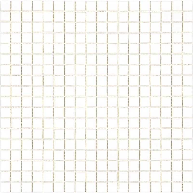 Apollo tile 12" x 12" Skosh Glossy Baby Powder White Glass Tile (18.69 sq ft/case) - 20 Pack