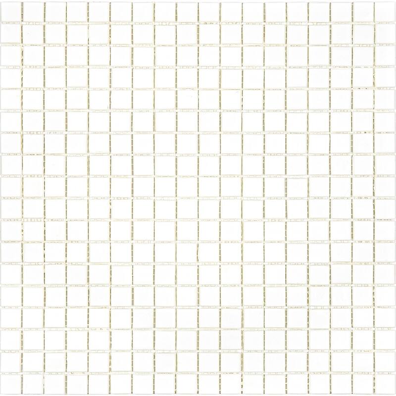 Apollo tile 12" x 12" Skosh Glossy Baby Powder White Glass Tile (18.69 sq ft/case) - 20 Pack