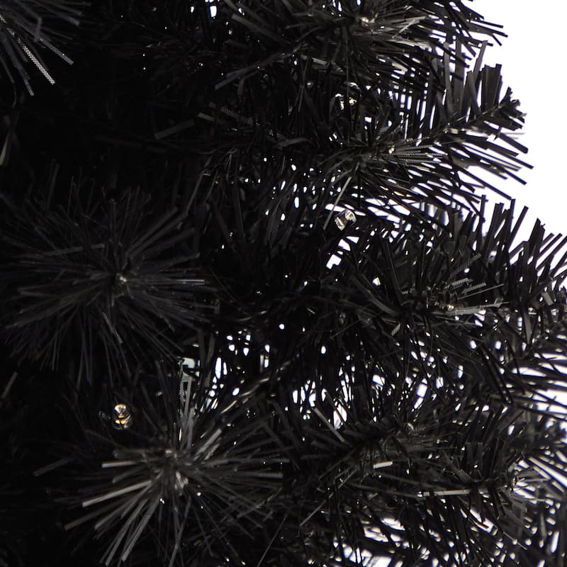 2ft. Black Artificial Christmas Tree with 35 LED Lights & 72 Branches - Bold Modern Holiday X-Mas Décor