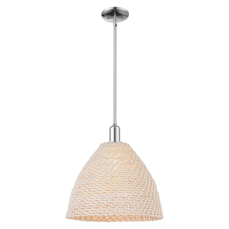 Innovations Lighting Endless Possibilities Arcadia - Woven Rattan - 1 Light 16" Stem Hung Mini Pendant - Polished Chrome