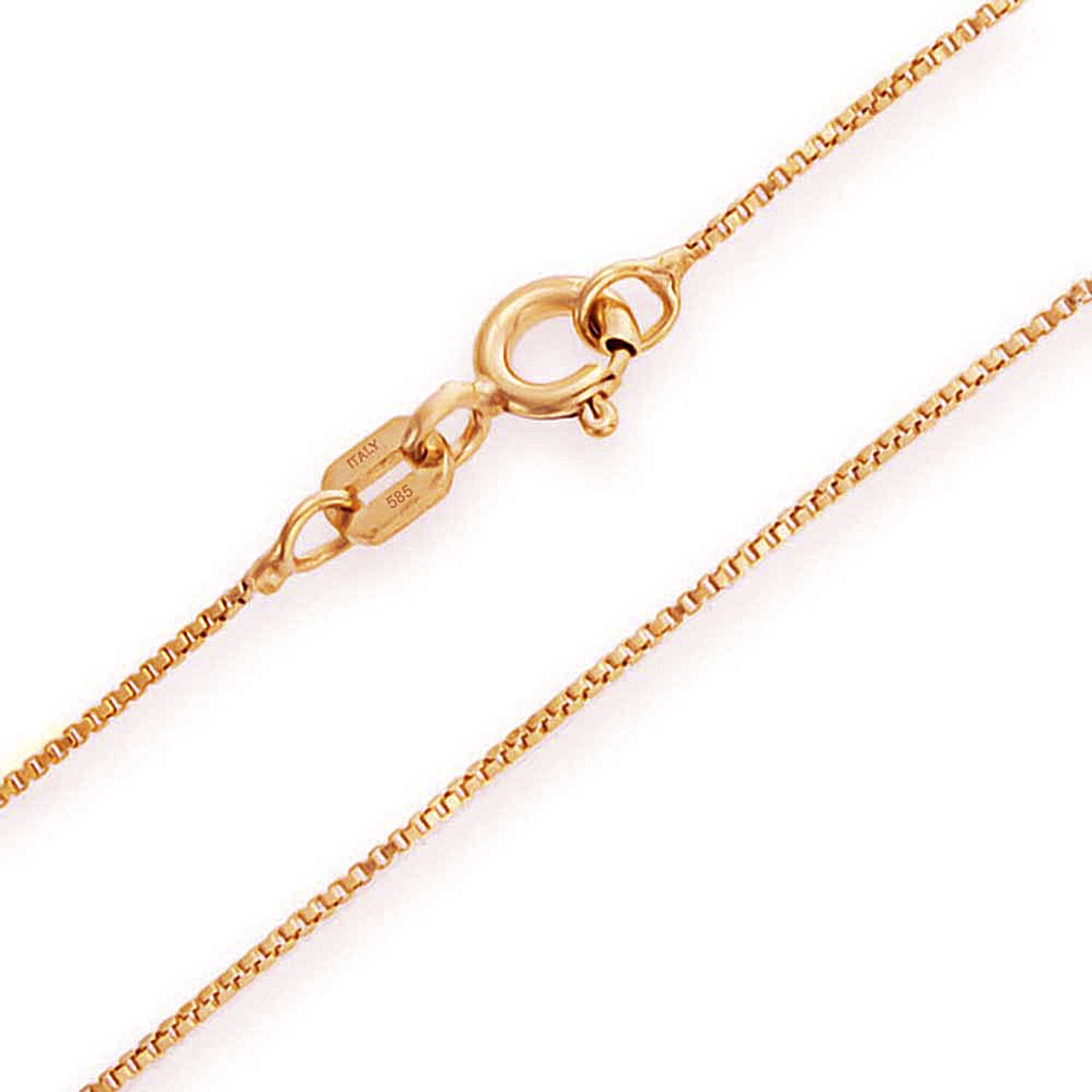 Round Box 1.1mm Link Italy Sterling Silver 14k Rose Gold Italian Chain Necklace