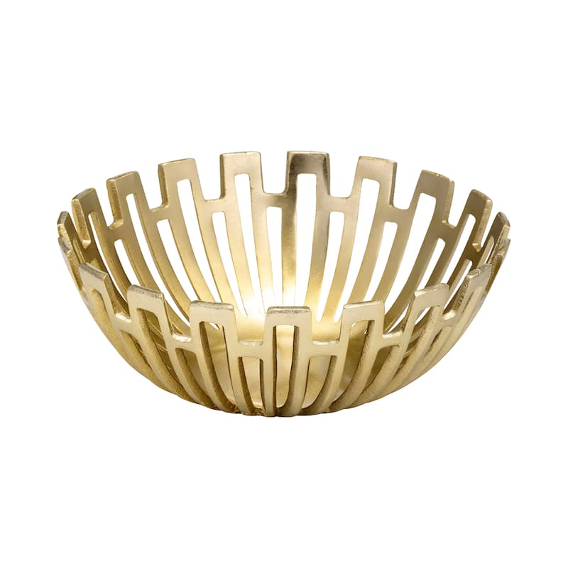 Set of 3 Metal Bowls Contemporary Abstract Glam Coastal Cut-Out Metallic Gold Bowl Set 11", 14", 16" Decorative Bowls