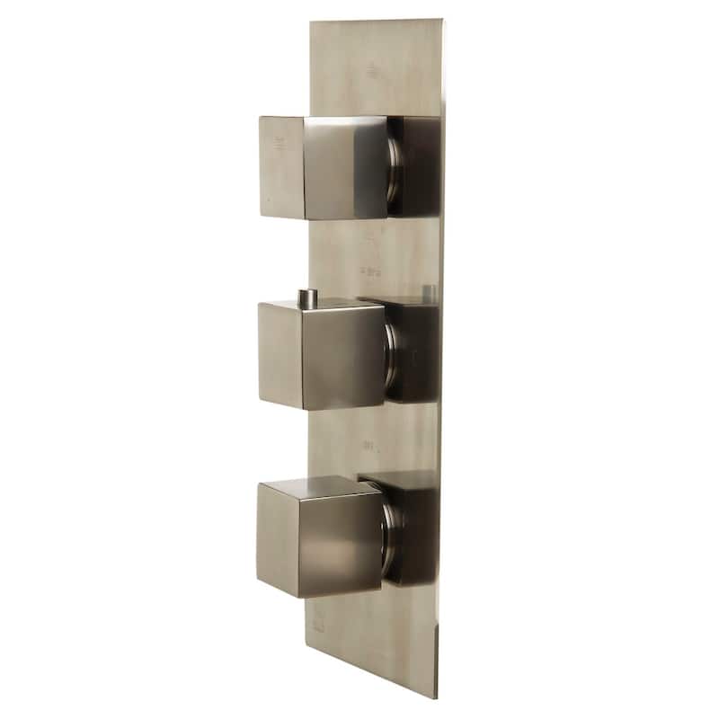 ALFI brand AB2901-BN Brushed Nickel Concealed 4-Way Thermostatic Valve Shower Mixer /w Square Knobs - Silver
