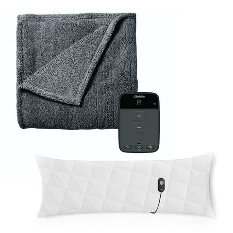 Sunbeam Full Size WiFi Heated Blanket with Heated Body Pillow
