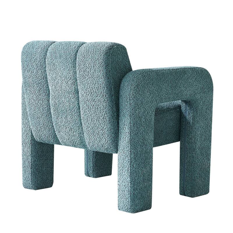 Boucle Upholstered Square Accent Chair, Ergonomic Lounge Reading Chair, Single Sofa Chair with Backrest & Armrest