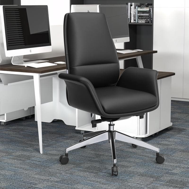 Summit Ergonomic Leather Office Chair with Durable Metal Frame, Adjustable Height, Swivel, Tilt, and Plush Cushion Support