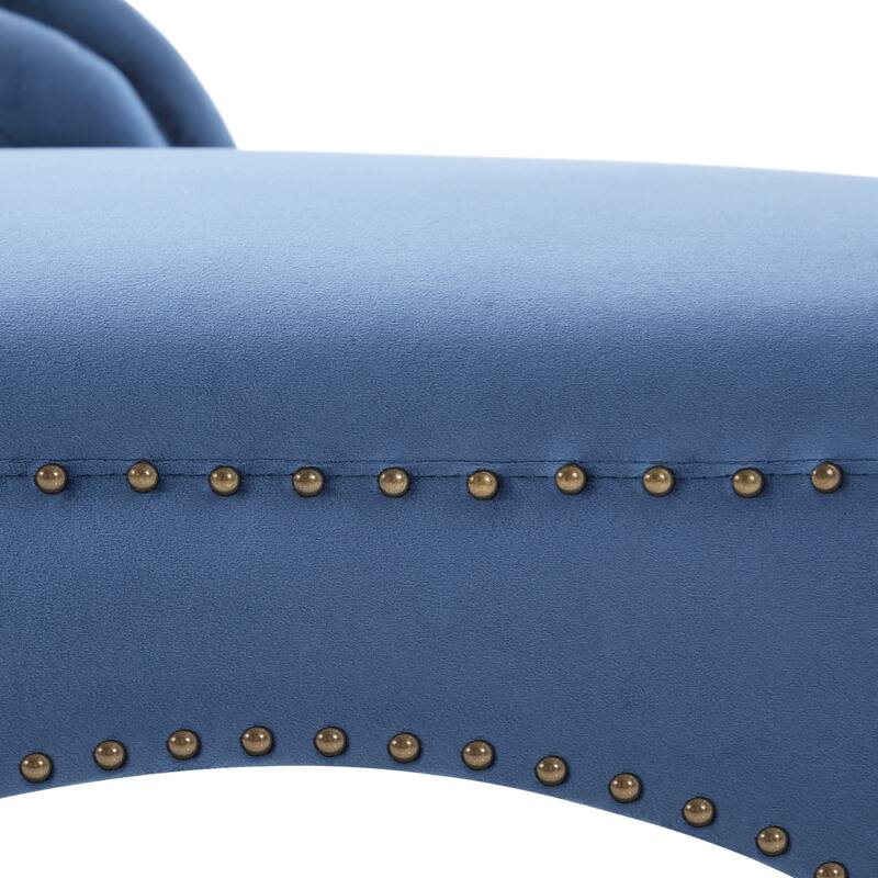 Christopher Knight Home - Bressi Modern Velvet Upholstered Chaise Lounge with Tufted Backrest, Nailhead Trim & Pillow
