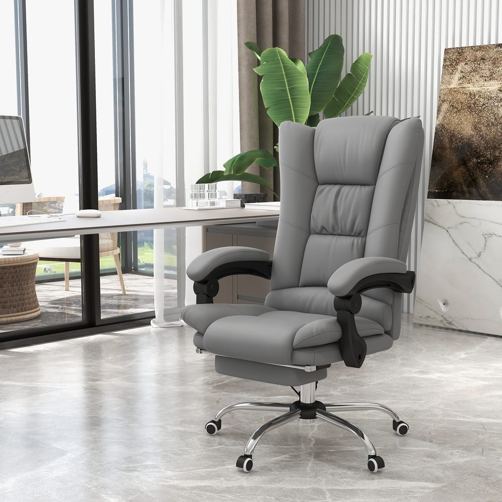 Vinsetto PU Leather Massage Office Chair with 4 Vibration Points, Heated Reclining Computer Chair with Adjustable Height