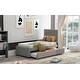 preview thumbnail 3 of 7, Twin Linen Upholstered Platform Bed with Headboard and Trundle