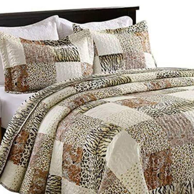 3 Piece Quilted Bedspread Leopard Print Quilt Quilt Set Bedding Queen