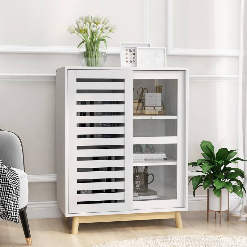 Asymmetric Sliding Door Storage Cabinet