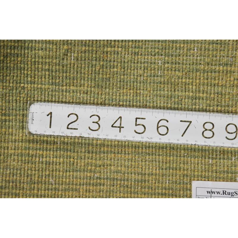Yellow & Green Contemporary Gabbeh Foyer Rug Hand-Knotted Wool Carpet - 1'10"x 3'1"