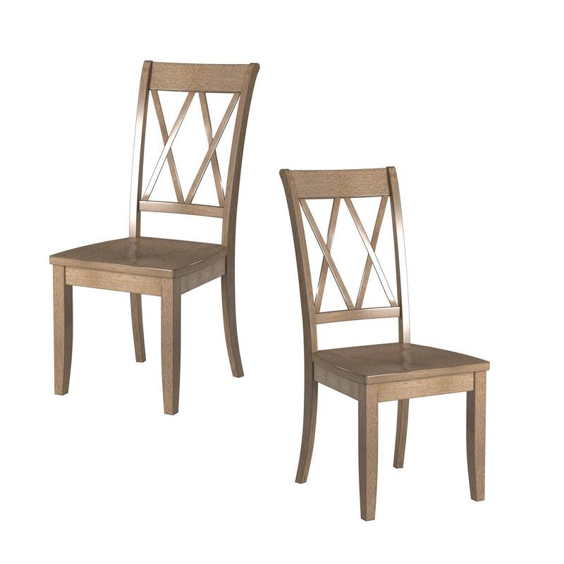 2PCS Side Chairs,Pine Veneer Transitional Double-X Back Design Dining Chair