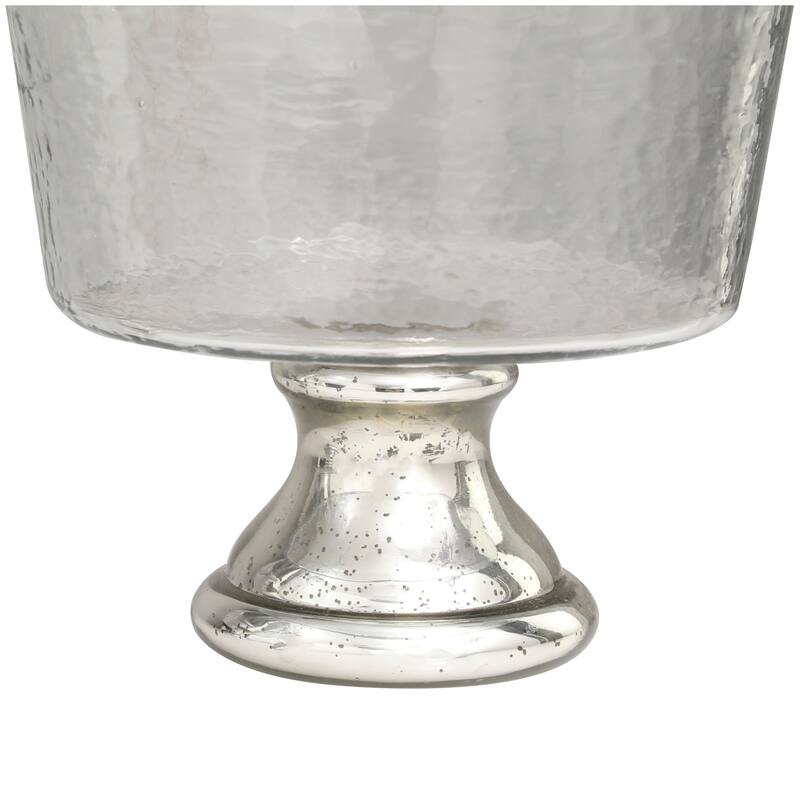 Silver Glass Smokey Decorative Bowl Decorative Bowl with Mercury Glass Pedestal Base (Set of 2)