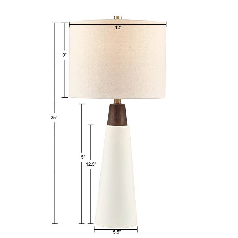 Triangular Ceramic and Wood Table Lamp for living room,bedroom,and dining room