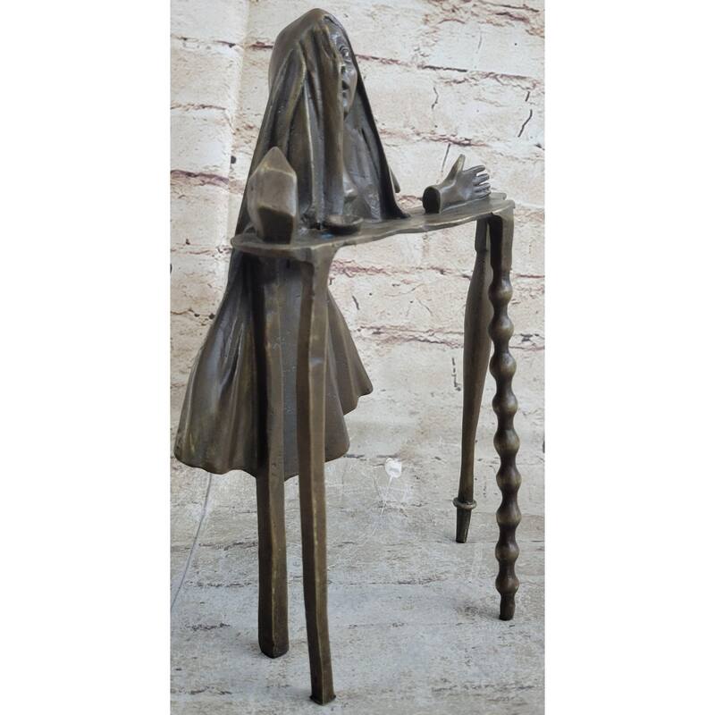 Disembodied Head Floating Over Table - Scary Surrealist Bronze Sculpture By Dali
