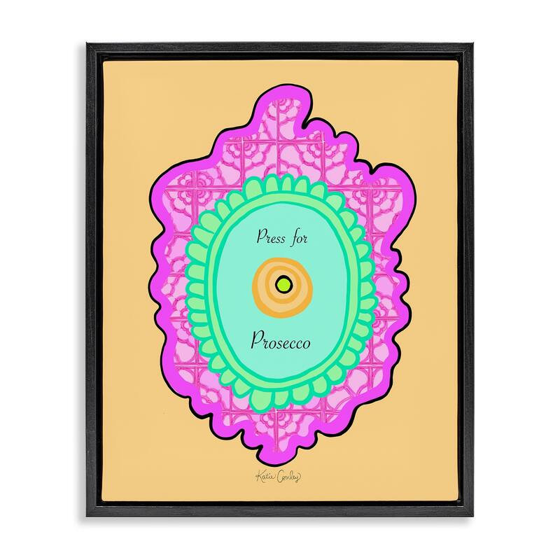 Stupell Press For Prosecco Button Framed Floater Canvas Wall Art Design By Katie Conley - 17 x 21 - Black