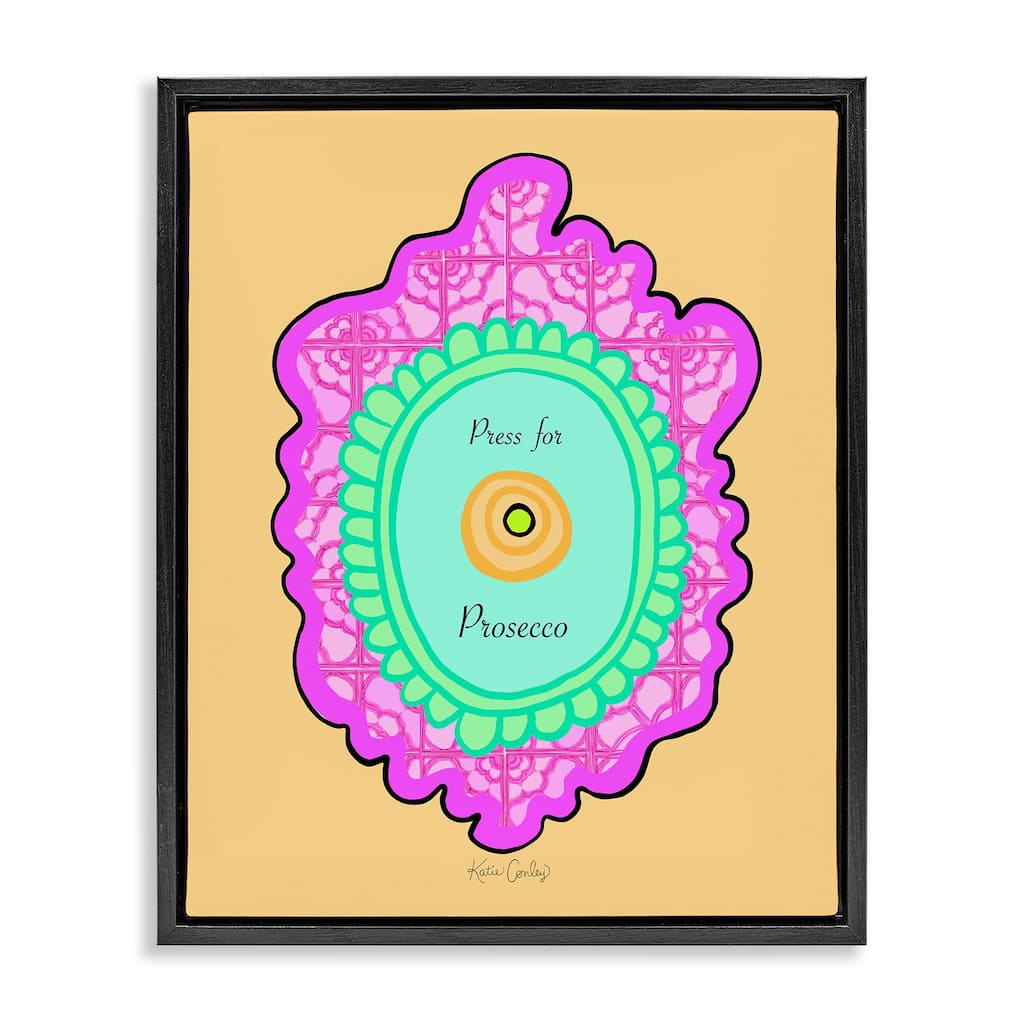 Stupell Press For Prosecco Button Framed Floater Canvas Wall Art Design By Katie Conley
