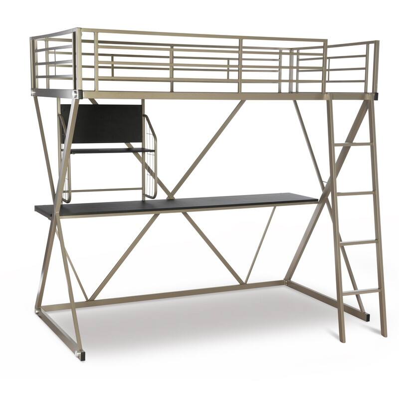 Linon Carlisle Pewter Twin Z Student Loft bed