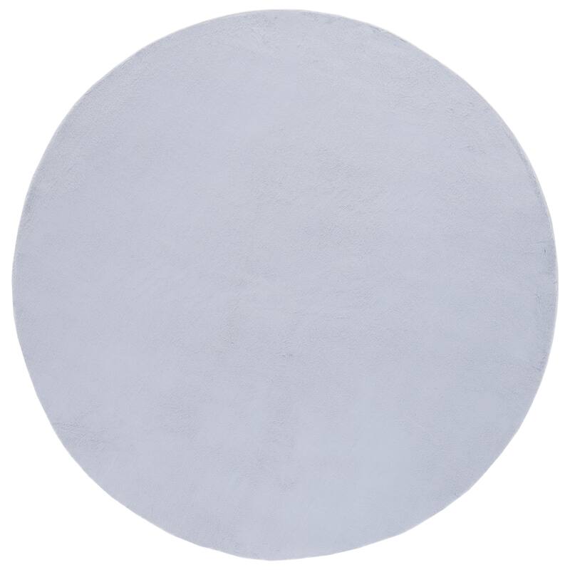 SAFAVIEH Faux Rabbit Fur Catja Machine Washable Slip Resistant - 6' x 6' Round - Light Grey - Round