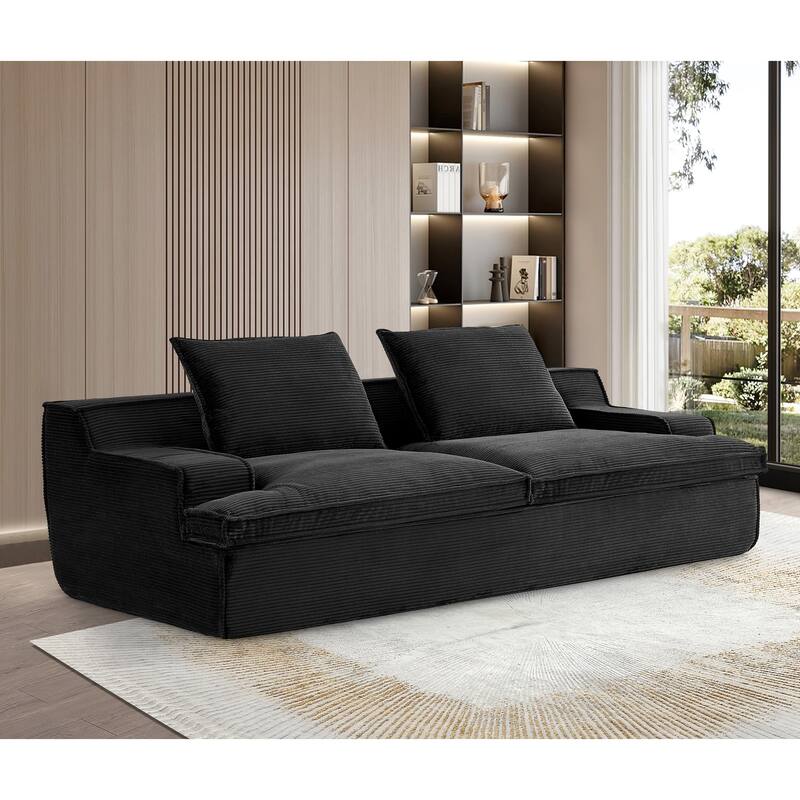 4 Seater Ergonomic Compressed Sofa Oversized Corduroy Couch