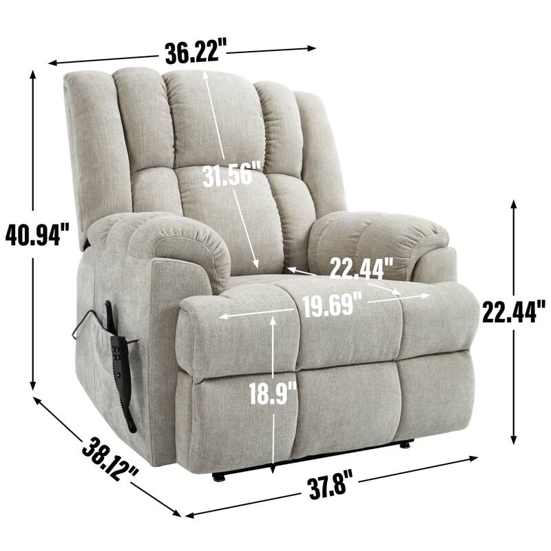 Roomfitters Dual Motor Power Lift Recliner Chair with Heat and Massage Infinite Position Heavy Duty Sofa for Seniors