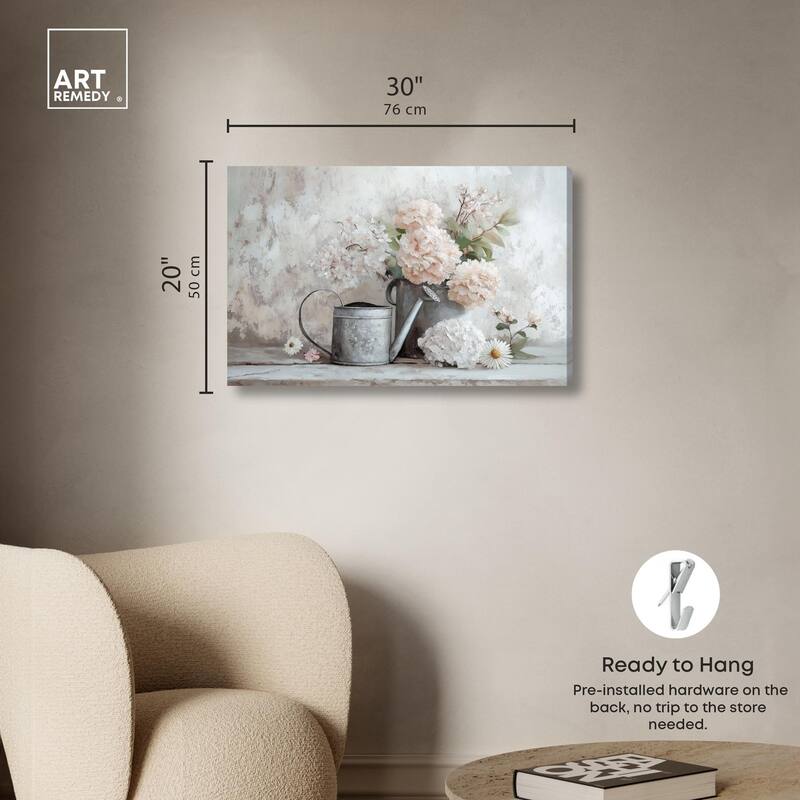 Can and White Blooms Canvas by Art Remedy, Gallery Wrapped