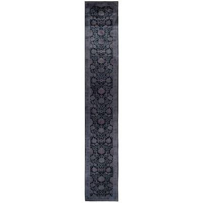 Overdyed One-of-a-Kind Hand-Knotted Area Rug - Black - 2' 7" x 16' 3"