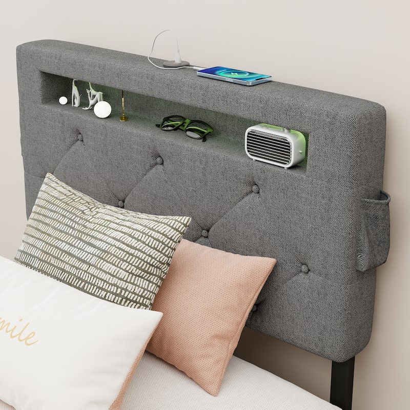 Twin Size Platform Bed with Storage, USB Station, and LED
