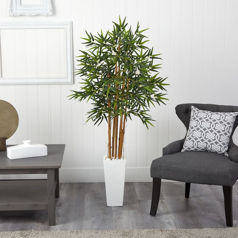 Artificial Bamboo Tree with Planter - 5ft Indoor Faux Tree - Slim Design for Small Spaces - Home Office Decor