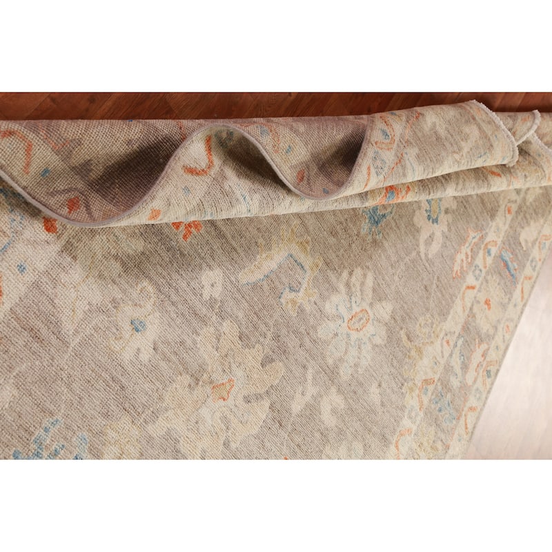 Hand Knotted Oriental 100% Wool Carpet Transitional All-Over Greys & Charcoal Oushak Area Rug - 8' 11'' X 5' 10''